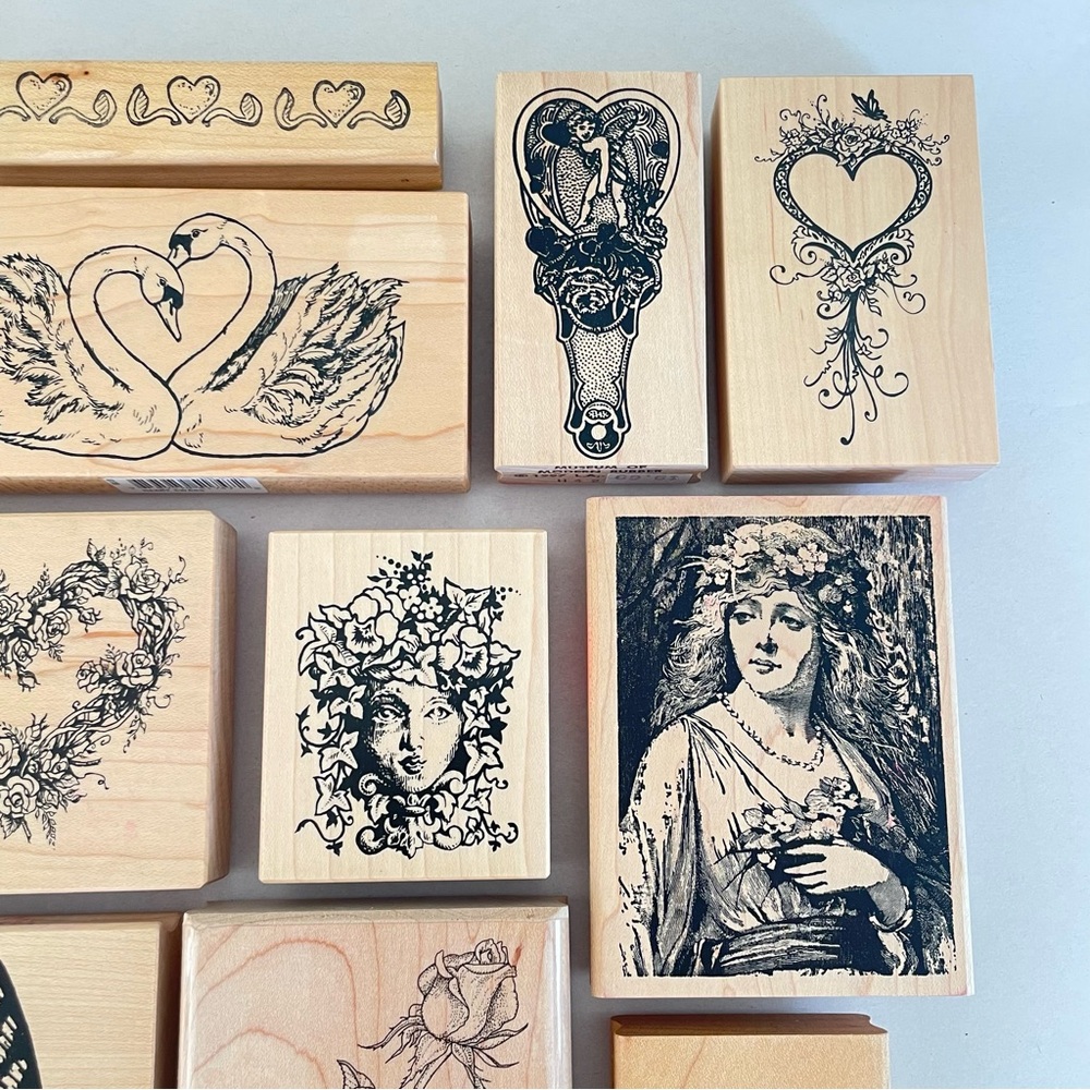 Lot Of Feminine Rubber Stamps Women Renaissance Art PSX Floral Rose Butterfly - Picture 5 of 10